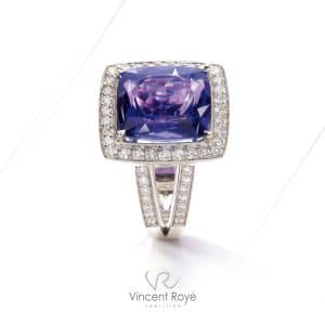 Bague Empire : tanzanite et diamants